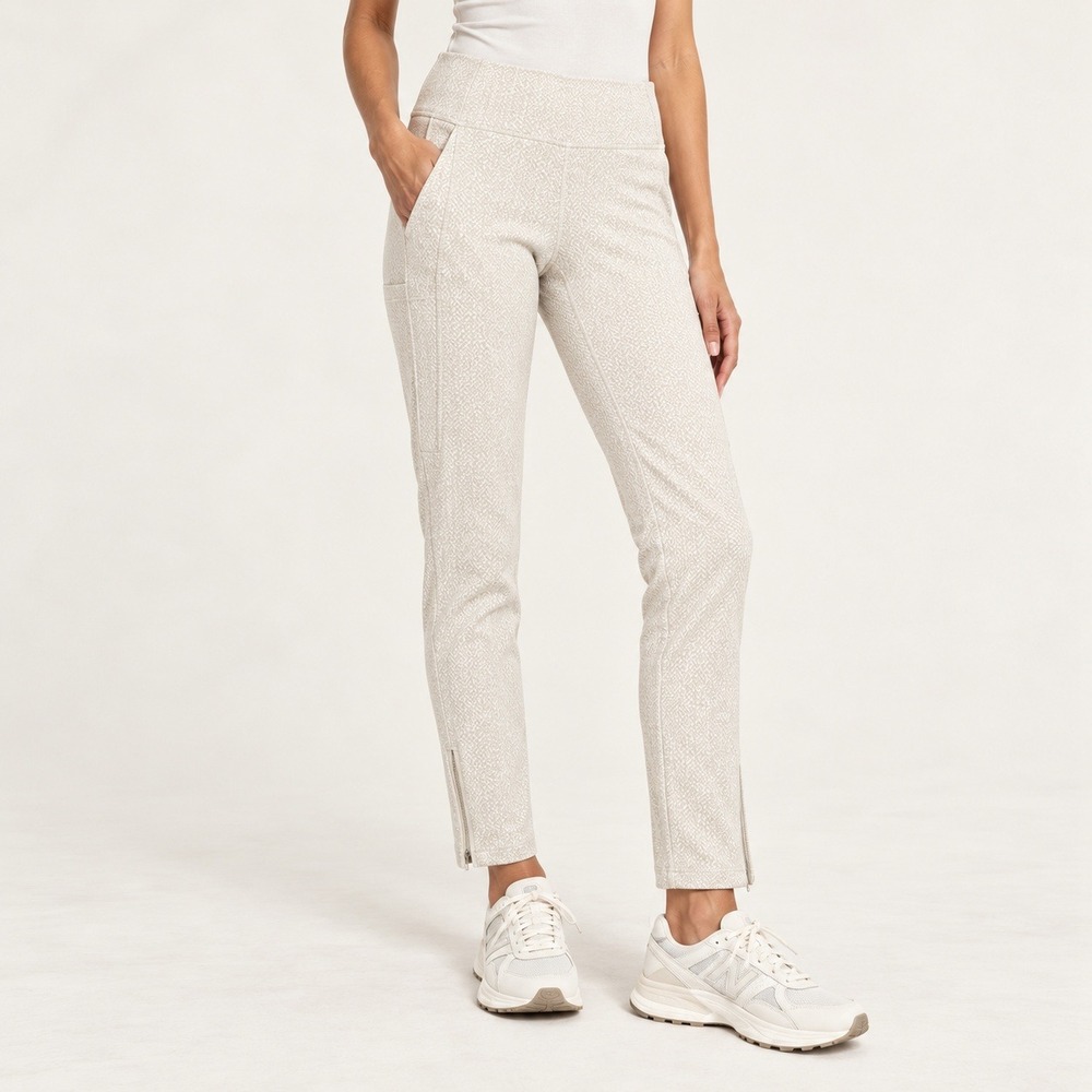 Athleta Delancey Skyline Tight High Rise Leggings Beige Herringbone Work Travel